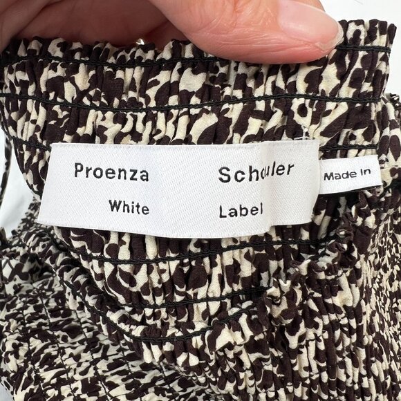 Proenza Schouler Floral Smocked Handkerchief Hem Midi Maxi Sundress Brown 12 - Picture 4 of 10